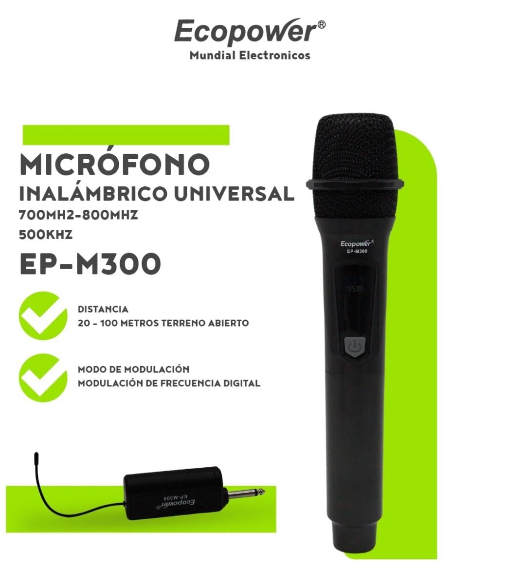 MICRÓFONO INALÁMBRICO ECOPOWER EP-M300.